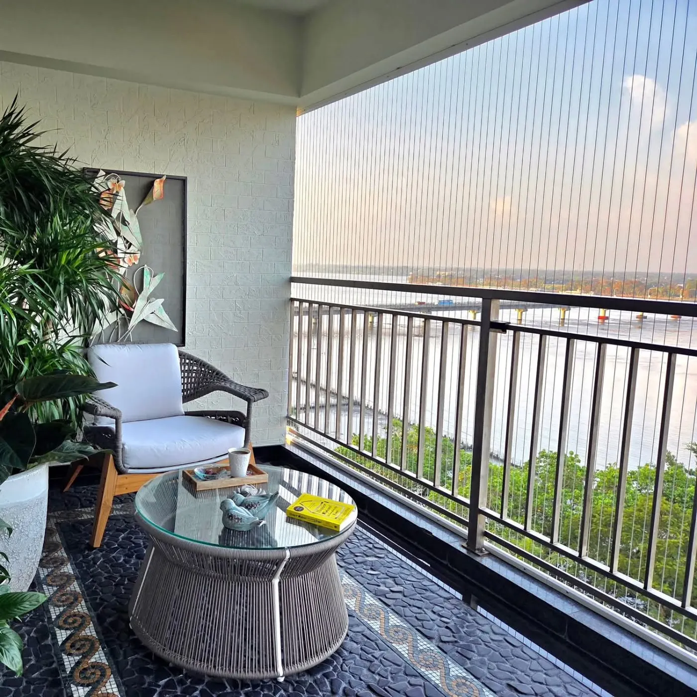 Invisible balcony grill installation, high-rise apartment, Kochi